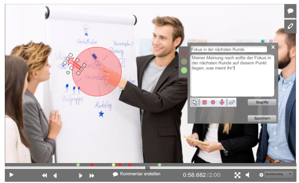 socailvideolearning_maske Schriftliche Kommentare und visuelle Hervorhebungen direkt im Video